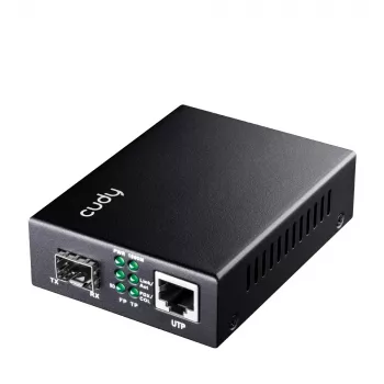 Võrgumeediumimuundur Cudy MC220 — Gigabit (1000 Mbit/s) ühemoodiline SFP 1310 nm, 1x RJ-45, 1x SFP, must