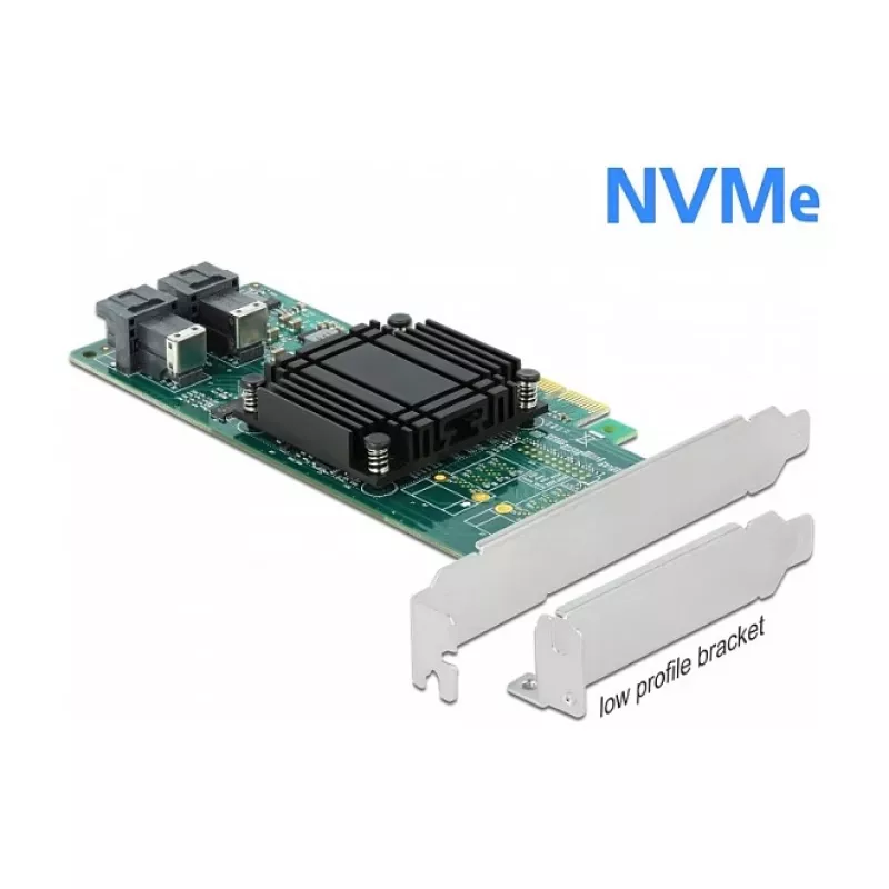 DeLOCK PCI Express x8 kaart kahe sisemise SFF-8643 NVMe pordiga, madalprofiil