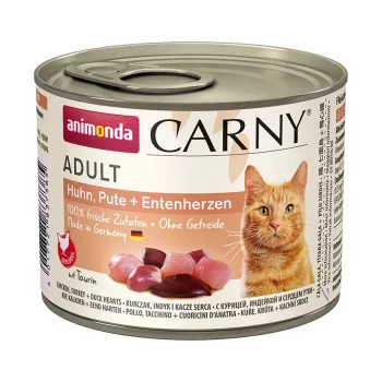 ANIMONDA Carny Adult Chicken, kalkuni ja pardi südamed - märg kassitoit - 200 g