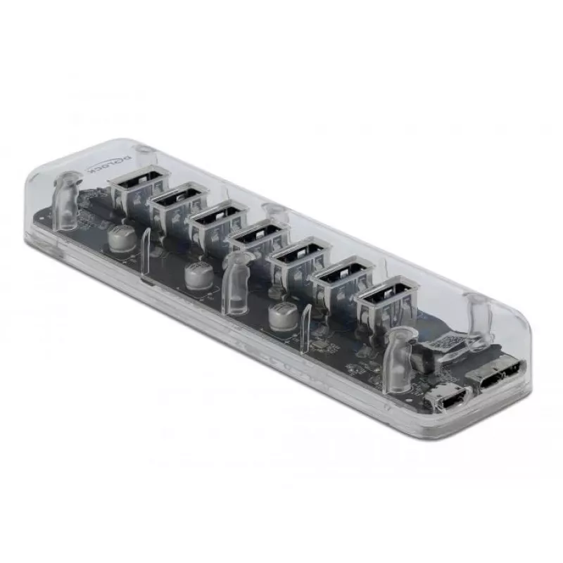 USB-jaotur DeLOCK 64088 läbipaistev USB 3.2 Gen 1 Micro-B