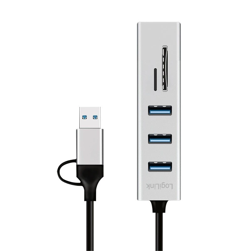 USB 3.0 jaotur USB-A, SD/microSD pesa, 2in1