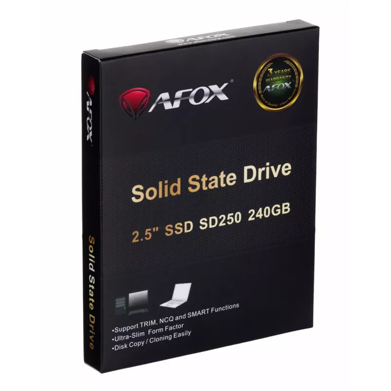 SSD 2.5 tolli AFOX SD250-240GN 240 GB SATA III TLC, 555/510 MB/s, 75k/70k IOPS