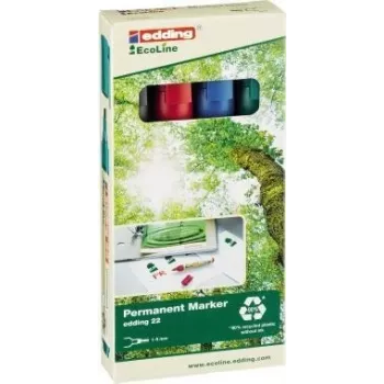 Püsimarker Edding 22 EcoLine Meisliteraga Must Sinine Roheline Punane