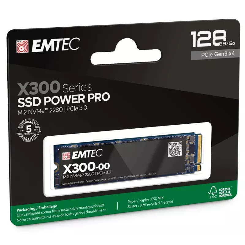 SSD Emtec X300 128 GB M.2 PCI Express 3.0 NVMe 3D NAND