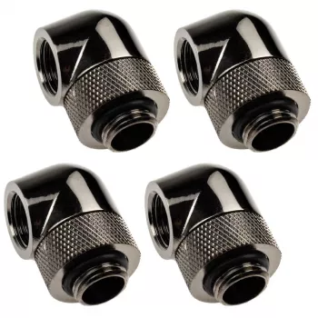 XSPC 90° adapter G1/4 tolli AG G1/4 tolli IG, pööratav, must kroom, 4 tk komplekt