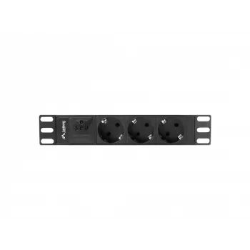 Lanberg PDU-03E-0200-BK toitejaotusseade (PDU) 3 vahelduvvoolu pistikupesa 1U must