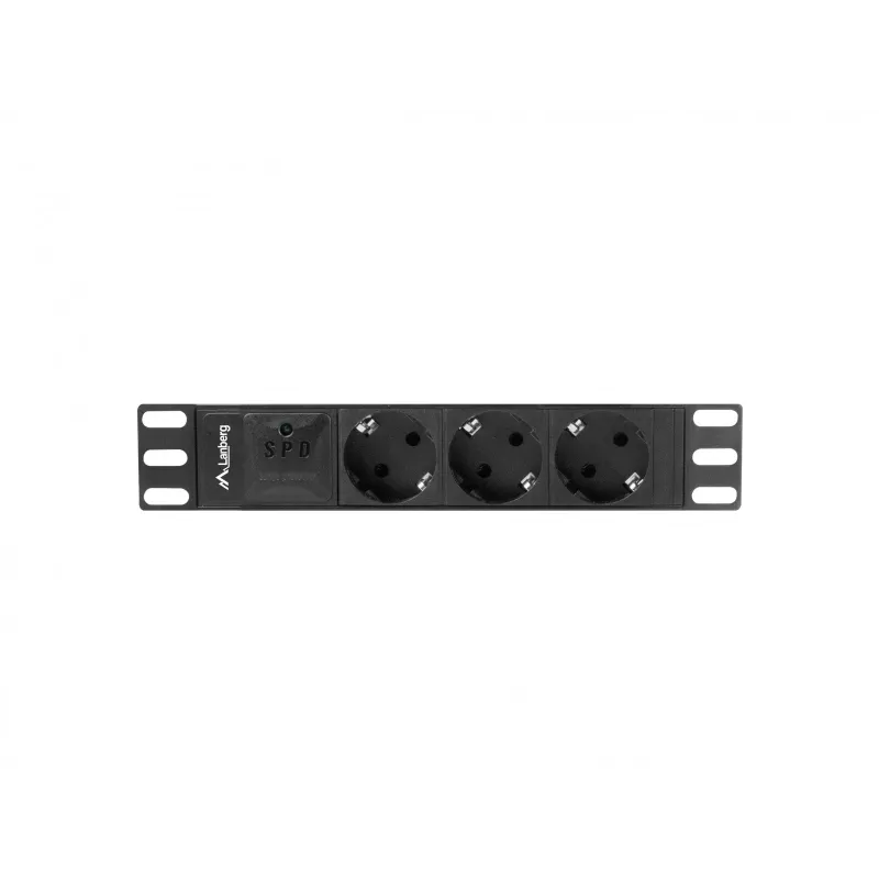 Lanberg PDU-03E-0200-BK toitejaotusseade (PDU) 3 vahelduvvoolu pistikupesa 1U must
