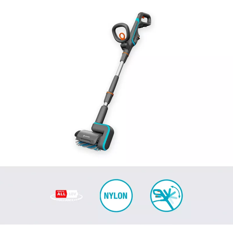 akutoitel mitmeotstarbeline puhastusseade AquaBrush Patio 18V P4A solo, kõvapõrandapuhastaja hall/türkiis, ilma aku ja laadijata, POWER FOR ALL ALLIANCE