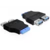 Delock Adapter USB 3.0 Pin Header Socket > 2 x USB 3.0 Socket - kõrvuti (65324)
