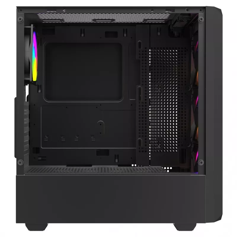 PC kuubikujuline korpus SAVIO Noctis Glass RGB — must, ATX/Micro-ATX, 210×410×450 mm, 3×120 mm esiventilaatorid