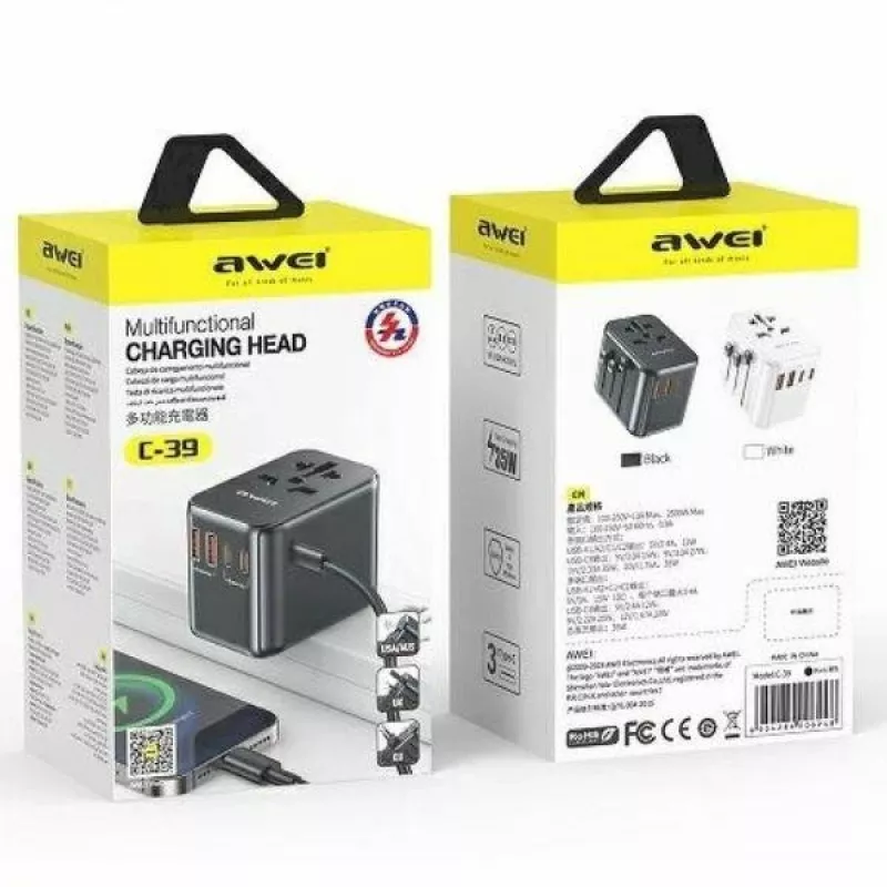 Travel GaN laadija 35W 4in1 US/AU/EU/UK C-39