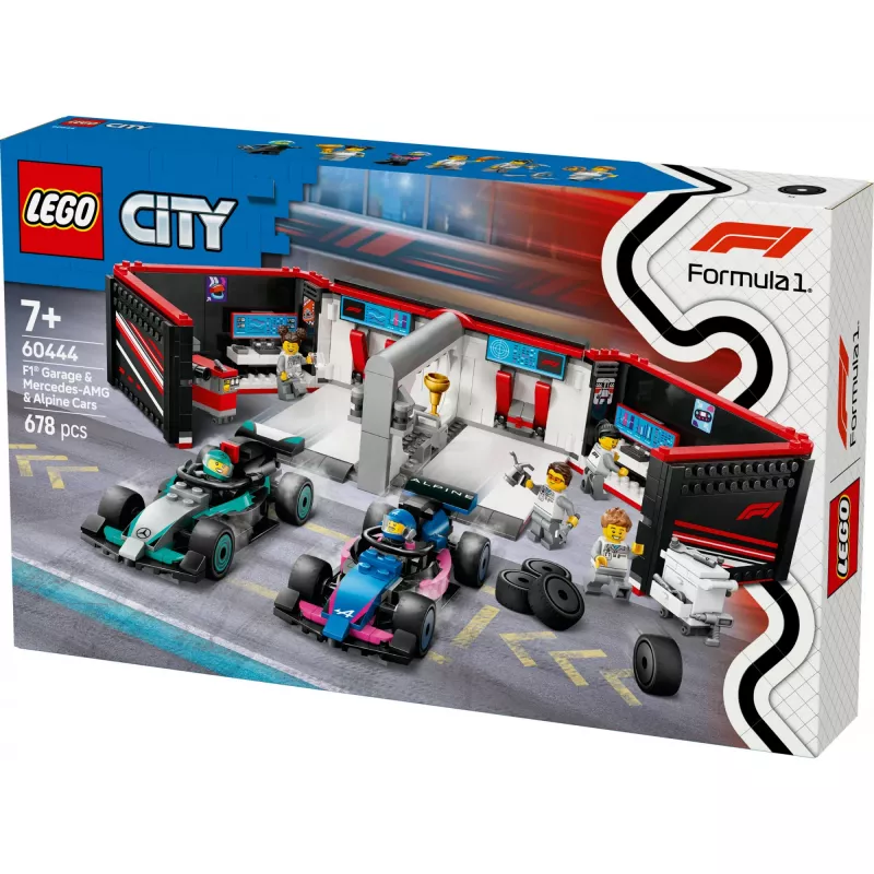 LEGO CITY 60444 F1 Garaaž ning Mercedes-AMG ja Alpine autod