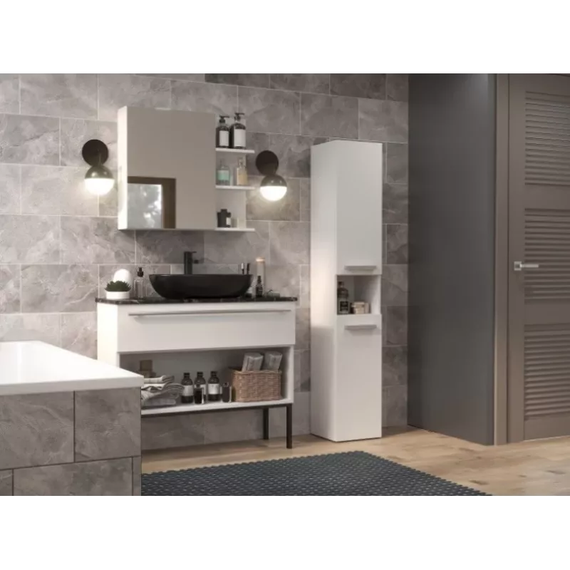 Vannitoa hoiusüsteem top e shop NEL I BIEL, eraldiseisev, 5 riiuliga, 310×300×1740 mm, valge