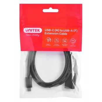 Kaabliadapter Unitek (C476BK-1M) USB-C (M) - USB-A (F) 10Gbps 60 W