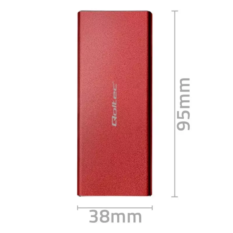 SSD-korpus QOLTEC 51831 USB 3.0 M.2 SATA draividele kuni 2 TB, punane, toetab 30 mm pikkust, kuni 4 draivi