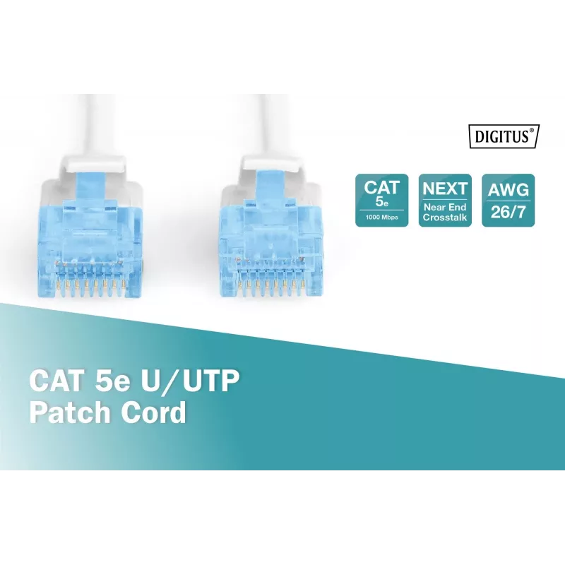 Võrgukaabel Digitus CAT 5e U/UTP RJ-45 2m Valge