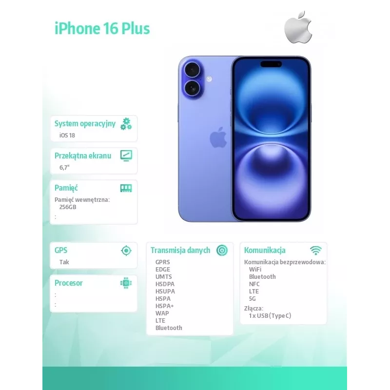 iPhone 16 Plus 256GB - Ultramariin