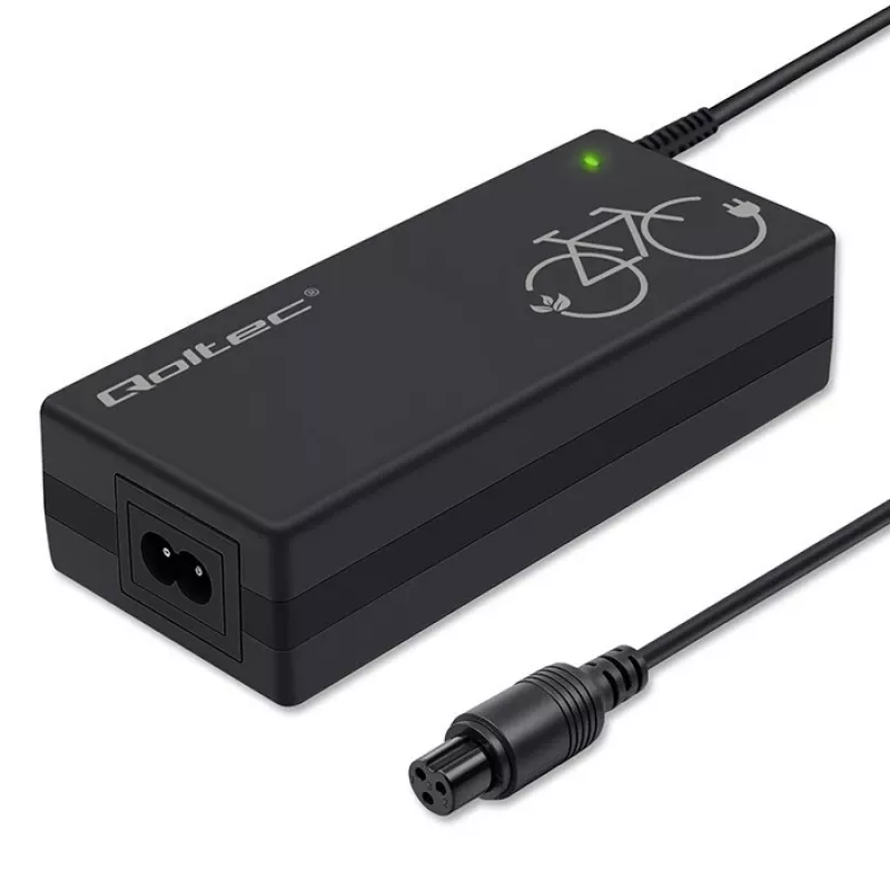 E-jalgratta laadija QOLTEC 36V–42V 2A GX12 3-kontaktilise pistikuga