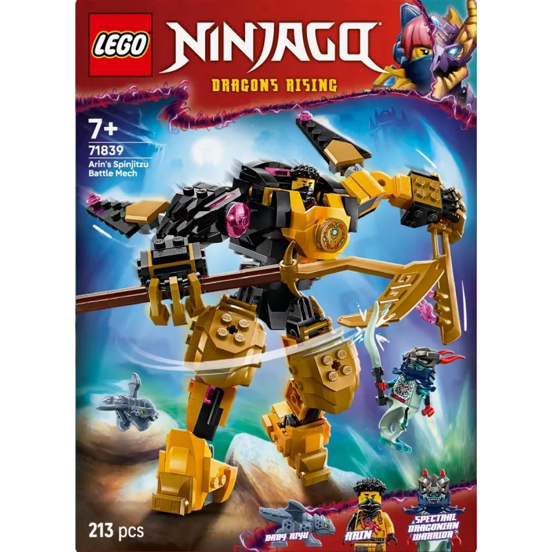 LEGO ehituskomplekt NINJAGO 71839 Arini Spinjitzu lahingumehha, 213 detaili, 2 minifiguuri, kõrgus 160 mm