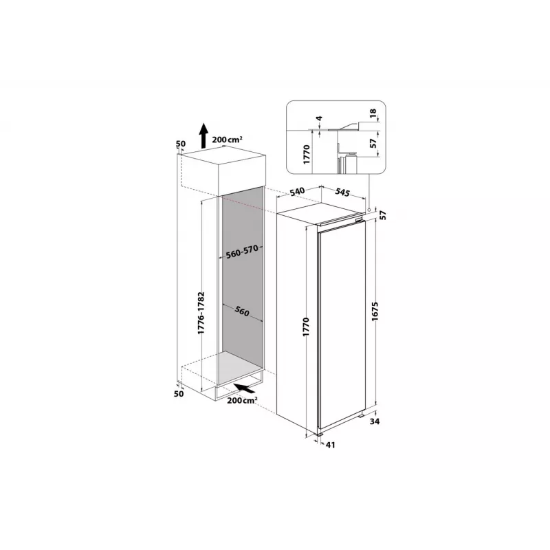 Whirlpool külmik | WHSD18A013D1 | Energiatõhususe klass E | Sisseehitatav | Sahver | Kõrgus 177 cm | Külmiku netomaht 306 L | Ekraan | 30 dB | Roostevaba teras
