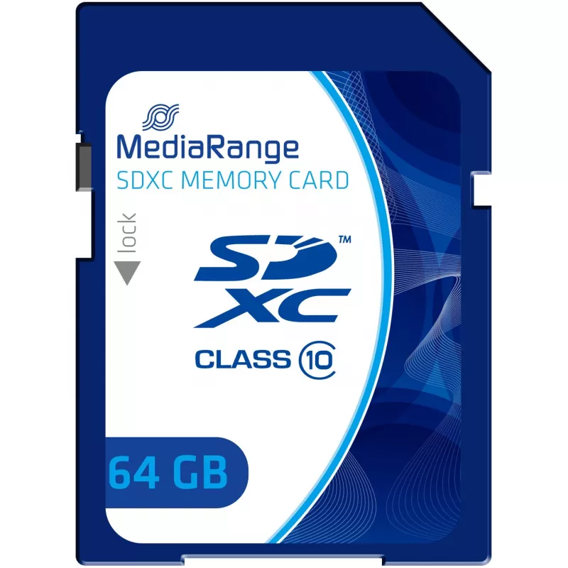 MediaRange - Välkmälukaart - 64 GB - Klass 10 - SDXC - Sinine (MR965)