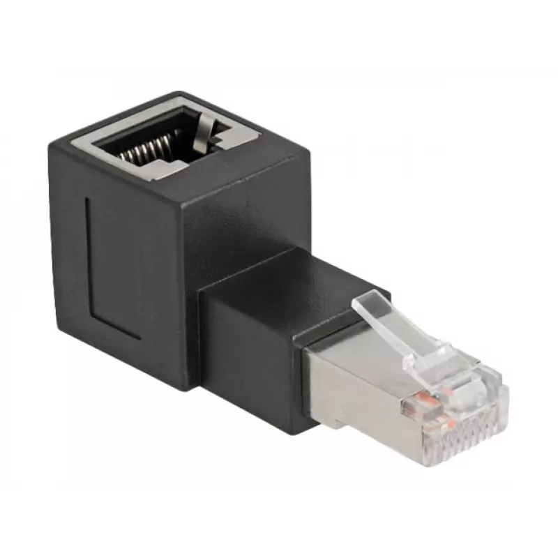 DeLOCK RJ45 pistik RJ45 pesasse adapter Cat.6A 90° ülespoole nurga all must