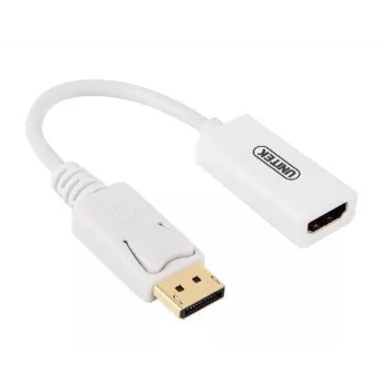 UNITEK kullatud DisplayPort DP-HDMI 4K UHD HDTV isane-emane adapterkaabel Y-6332 valge
