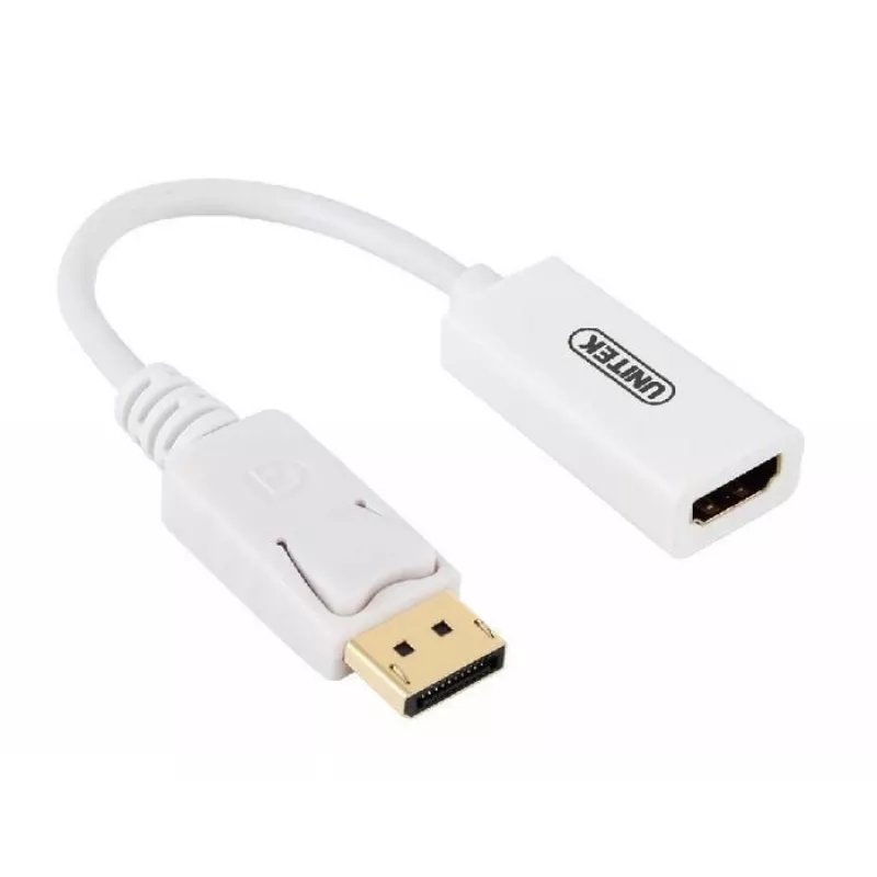 UNITEK kullatud DisplayPort DP-HDMI 4K UHD HDTV isane-emane adapterkaabel Y-6332 valge