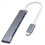 USB-jaotur VAKOSS TC-4125X — 1× USB 3.0 tüüp-A, 3× USB 2.0 tüüp-A, Host: USB USB-C, hõbedane