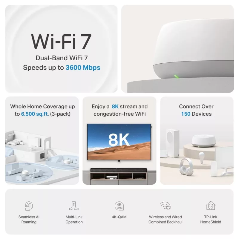 TP-Link Deco BE22 Kaheribaline (2,4 GHz / 5 GHz) Wi-Fi 7 (802.11be) Valge 2 sisemist