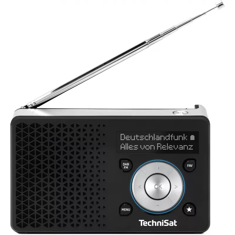 Kaasaskantav raadio TECHNISAT DIGITRADIO 1 A — DAB+/FM, OLED-ekraan, USB-C, 3,5 mm kõrvaklappide pesa, 1 W, must/hõbedane