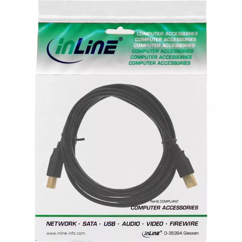 Microconnect USBAB5G USB-kaabel USB 2.0 5 m USB A USB B Must