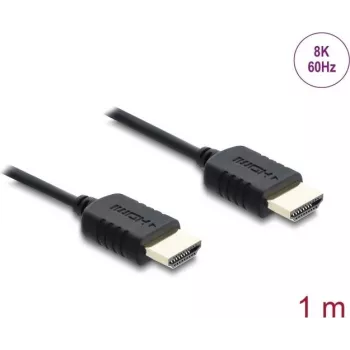 DELOCK koaksiaalne High Speed HDMI-kaabel 8K 60 Hz 48 Gbps punutud mantliga, mudel 81681