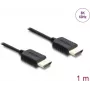 DELOCK koaksiaalne High Speed HDMI-kaabel 8K 60 Hz 48 Gbps punutud mantliga, mudel 81681