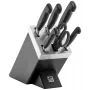 Nugade/riistade komplekt ZWILLING 35145-007-0 — 7-osaline koos koka-, koorimis-, leivanoa, köögikääride ja musta plokiga