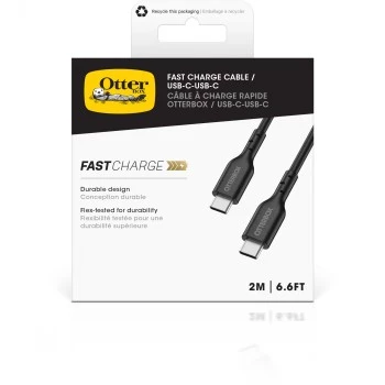 Otter Products OtterBox - USB-kaabel - 24 kontaktiga USB-C (M) kuni 24 kontaktiga USB-C (M) - USB 2.0 - 3 A - 2,0 m - must (78-81357)