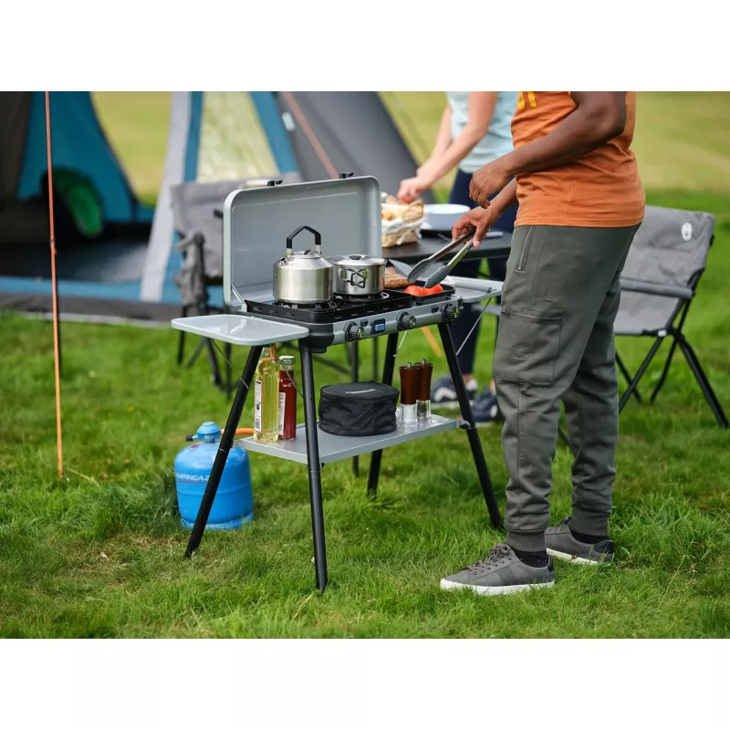 Camping Kitchen 2 Multi Cook Plus, gaasipliit Hall, 2 keedutsooni 2x 1,8 kW + grillplaat 0,9 kW, mudel 2025