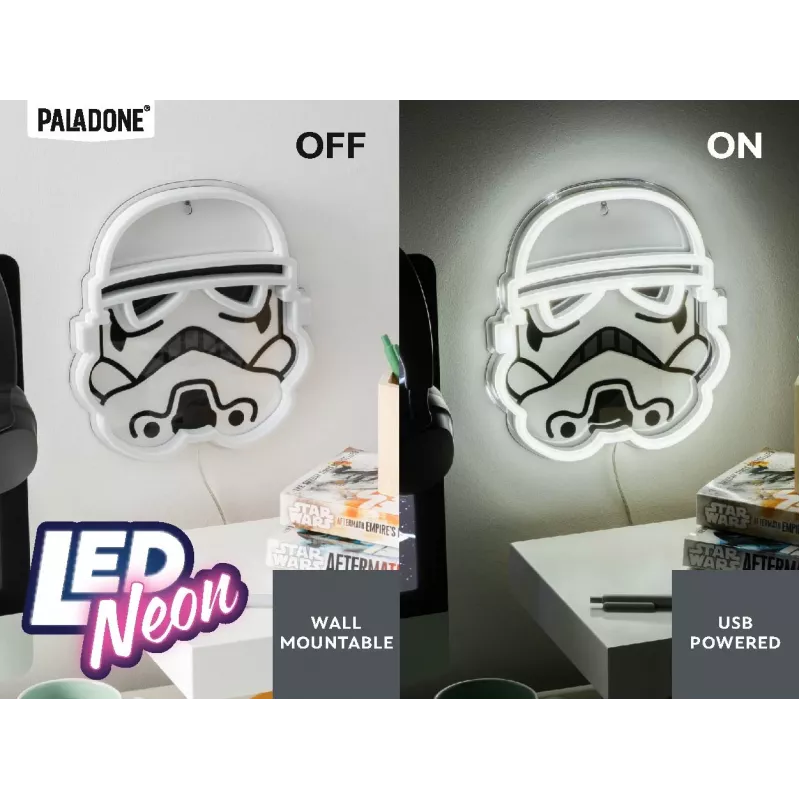 Seinale paigaldatav LED-neoonvalgusti Paladone Stormtrooper mudel PP14595SWVN, dekoratiivne Star Warsi valgustus