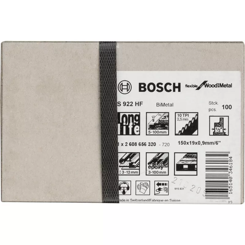 Tikksaeleht Bosch S 922 HF Bimetal 15 cm puidule ja metallile