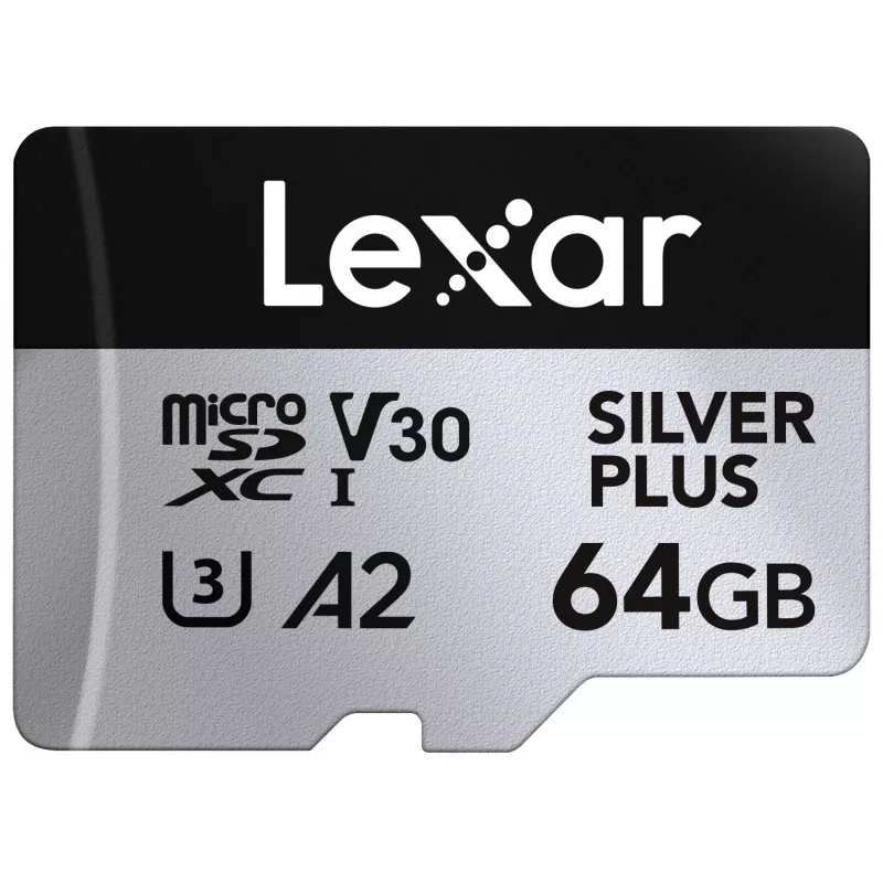 MicroSD-mälukaart Lexar 64 GB UHS-I Klass 3 SILVER PLUS