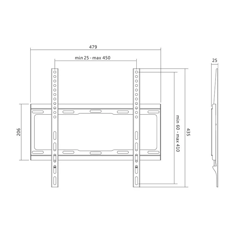 TV seinakinnitus, fikseeritud, 32-55', max 40kg