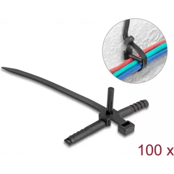 Kaablisidemed DELOCK 18914, 150 x 7 mm, must, 100 tk pakend