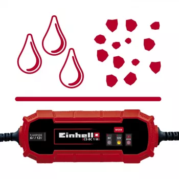 Aku laadija Einhell CE-BC 1 M 6/12 V punane