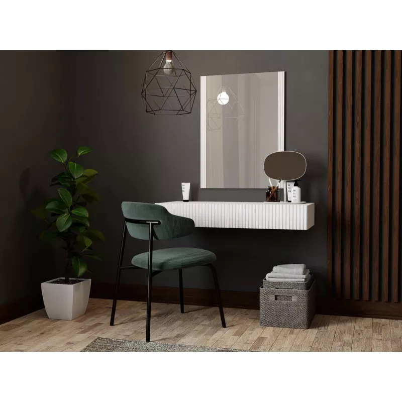 Dressing table with mirror cama meble PAFOS 80×41.6×100 cm, Valge matte, MDF frame, 1 drawer