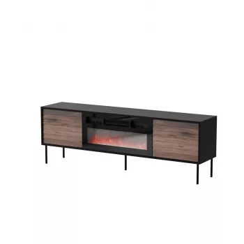 TV-kapp cama meble CORTINA 180x40x60 cm must/pähkel musta elektrikaminaga