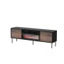 TV-kapp cama meble CORTINA 180x40x60 cm must/pähkel musta elektrikaminaga