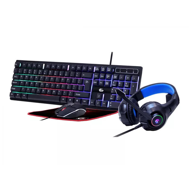 Mänguklaviatuur hiirega GEMBIRD GGS-UMGL4-02 — täissuuruses USB QWERTY USA inglise, must, LED-taustvalgustus