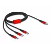 USB laadimiskaabel DeLOCK 3-in-1 USB USB-C kuni 3x USB USB-C 1 m must/punane