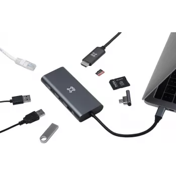 XtremeMac XWH-HUB8-13 liidesejaotur USB USB-C 40000 Mbit/s hall (XWH-HUB8-13)