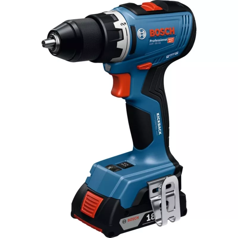Juhtmeta trell-kruvikeeraja Bosch GSR 18V-65 koos 2x 4,0Ah akuga